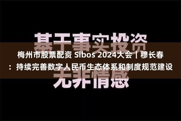 梅州市股票配资 Sibos 2024大会｜穆长春：持续完善数字人民币生态体系和制度规范建设